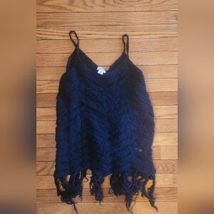 Black Women's Sweater with Fringe